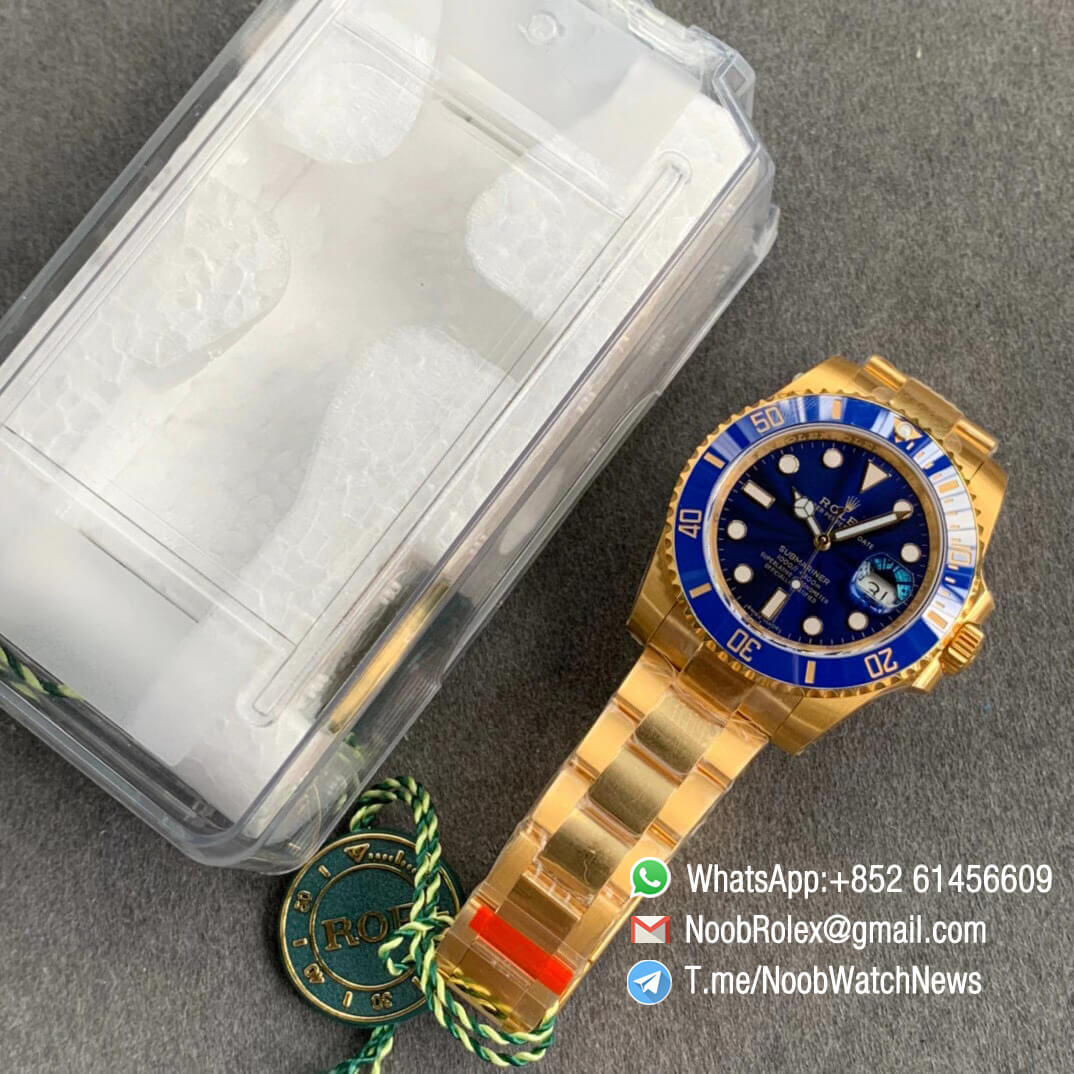 Rolex Submariner Date 116613LB Blue Dial Full 18K Yellow Gold Wrapped Case Bracelet A2836 ROF Top Replica Rolexes 09