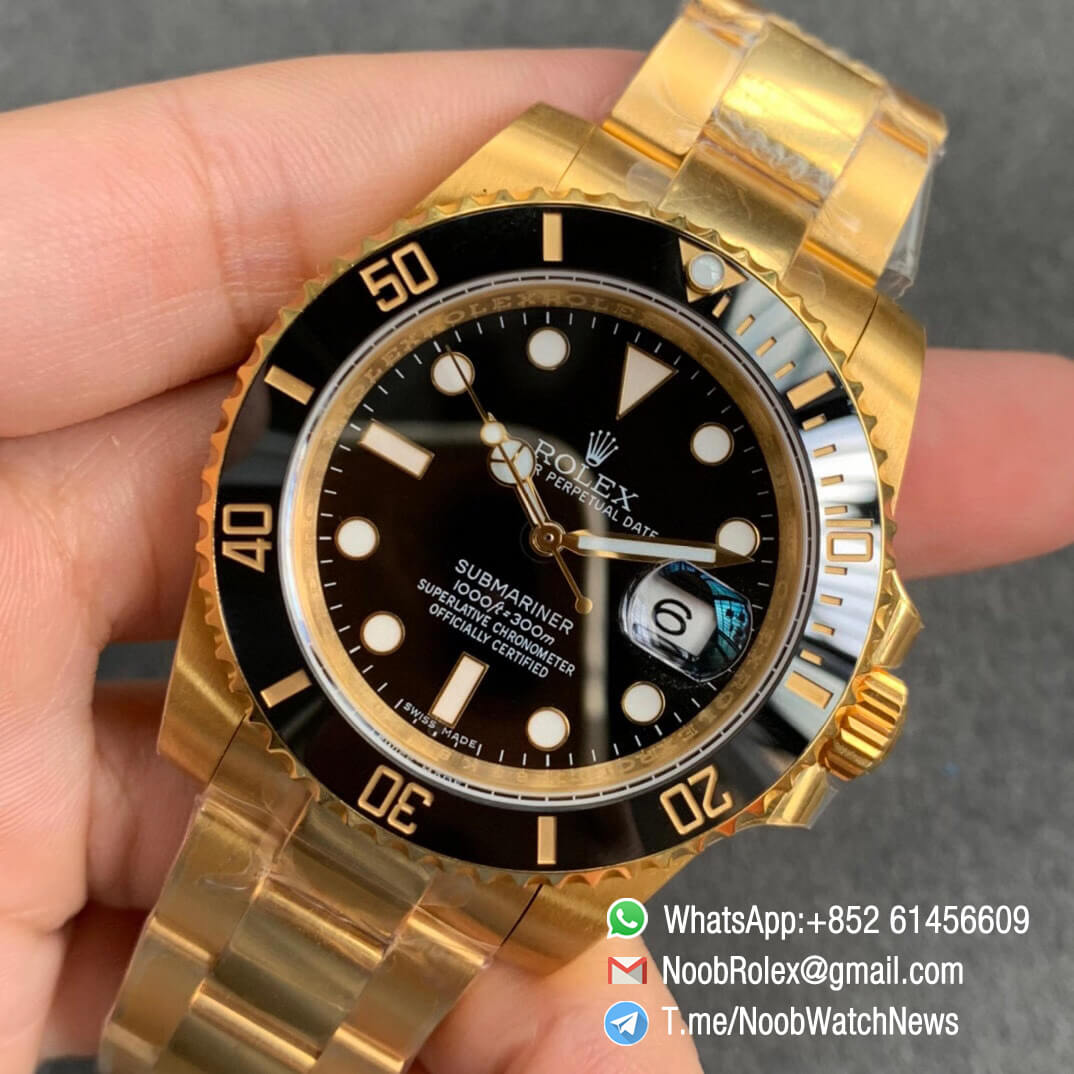 Rolex Submariner Date 116613LN 18K Yellow Gold Full Wrapped on Case Bracelet Black Dial A2836 ROF Top Clone 03