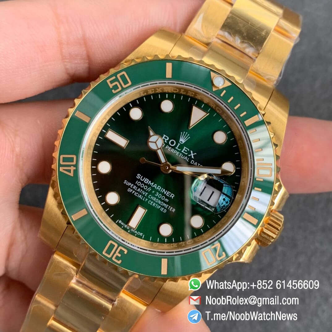 Rolex Submariner Date 116618LV 18K Yellow Gold Wrapped Case Bracelet A2836 ROF Top Clone Rolexes 03