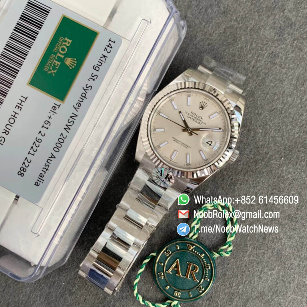 Super clone DateJust 41 126334 Silver Dial with Crown at 6 oclock on 904L Steel Case 904L Steel Oyster Bracelet A2824 ARF V3 09