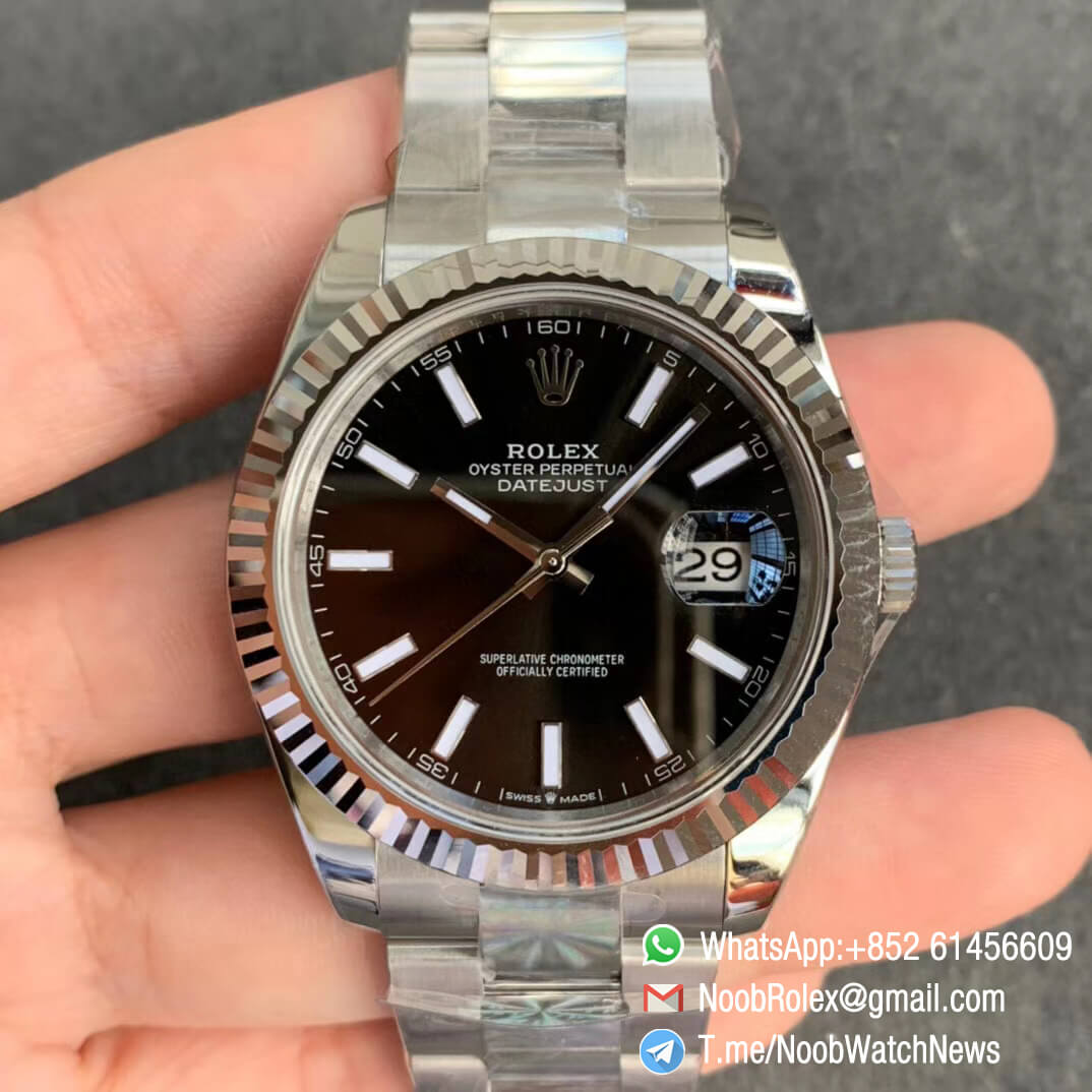 Superclone DateJust 41 126334 Black Dial on 904L Steel Case 904L Steel Oyster Bracelet A2824 ARF V3 01