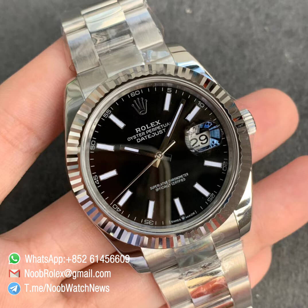Superclone DateJust 41 126334 Black Dial on 904L Steel Case 904L Steel Oyster Bracelet A2824 ARF V3 02