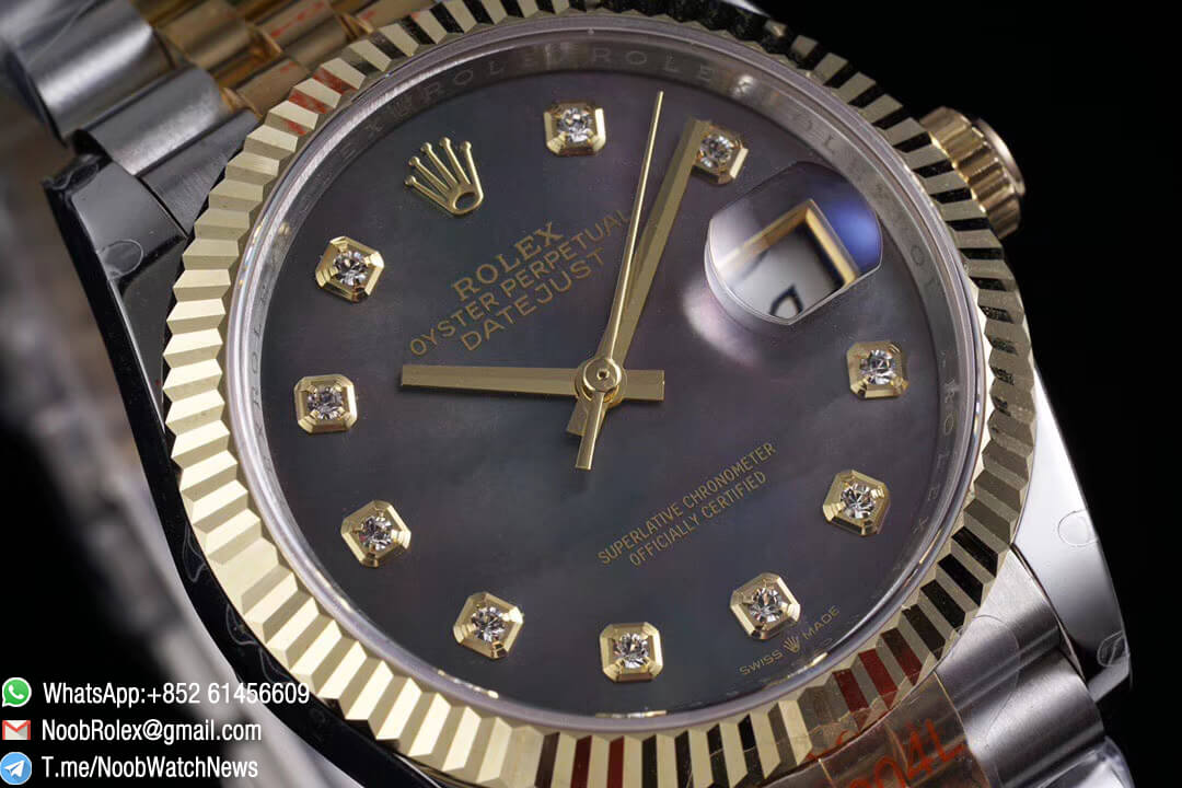 Superclone Datejust 36 Grey MOP Dial Diamond Markers Two Tone 14K Yellow Gold Wrapped Jubilee Bracelet Bezel SA3235 GMF High Quality 02