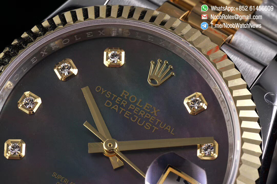 Superclone Datejust 36 Grey MOP Dial Diamond Markers Two Tone 14K Yellow Gold Wrapped Jubilee Bracelet Bezel SA3235 GMF High Quality 03
