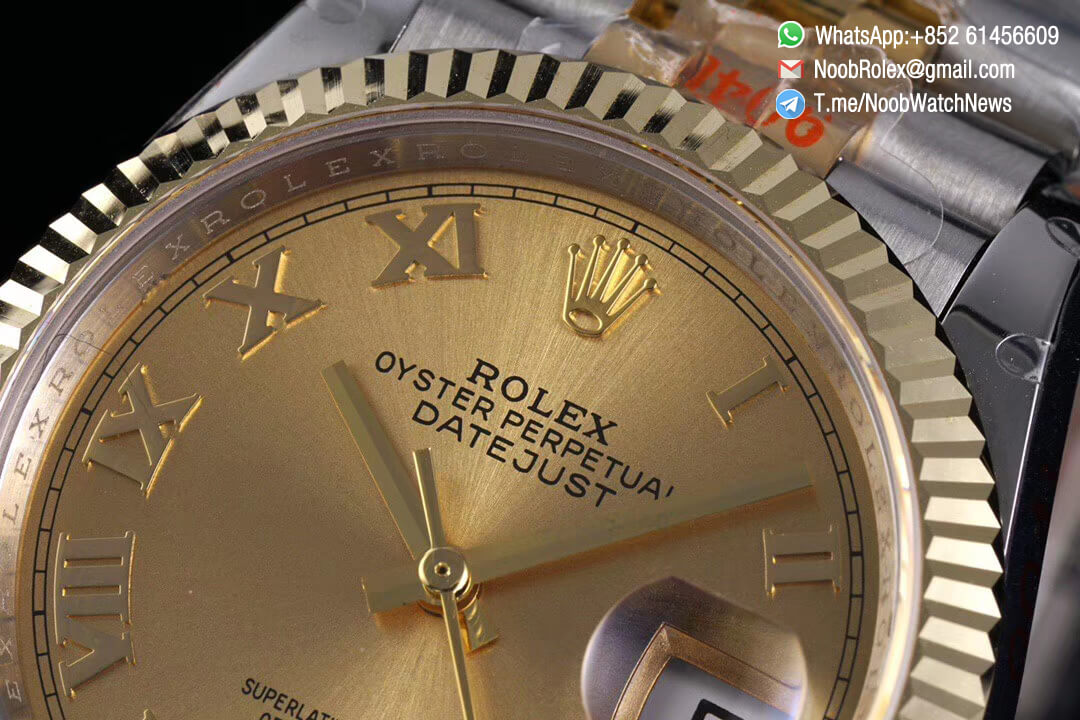 Superclone Datejust 36 Yellow Gold Dial Roma Markers Two Tone 14K Yellow Gold Wrapped Jubilee Bracelet Bezel SA3235 GMF High Quality 03