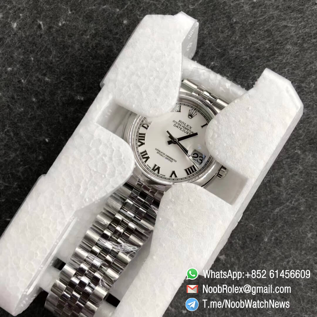 Noob Rolex Time ARF DateJust 126200 36mm Oystersteel White Dial with Roman Indexes Smooth Bezel Jubilee Bracelet SA3135 Best Quality 09