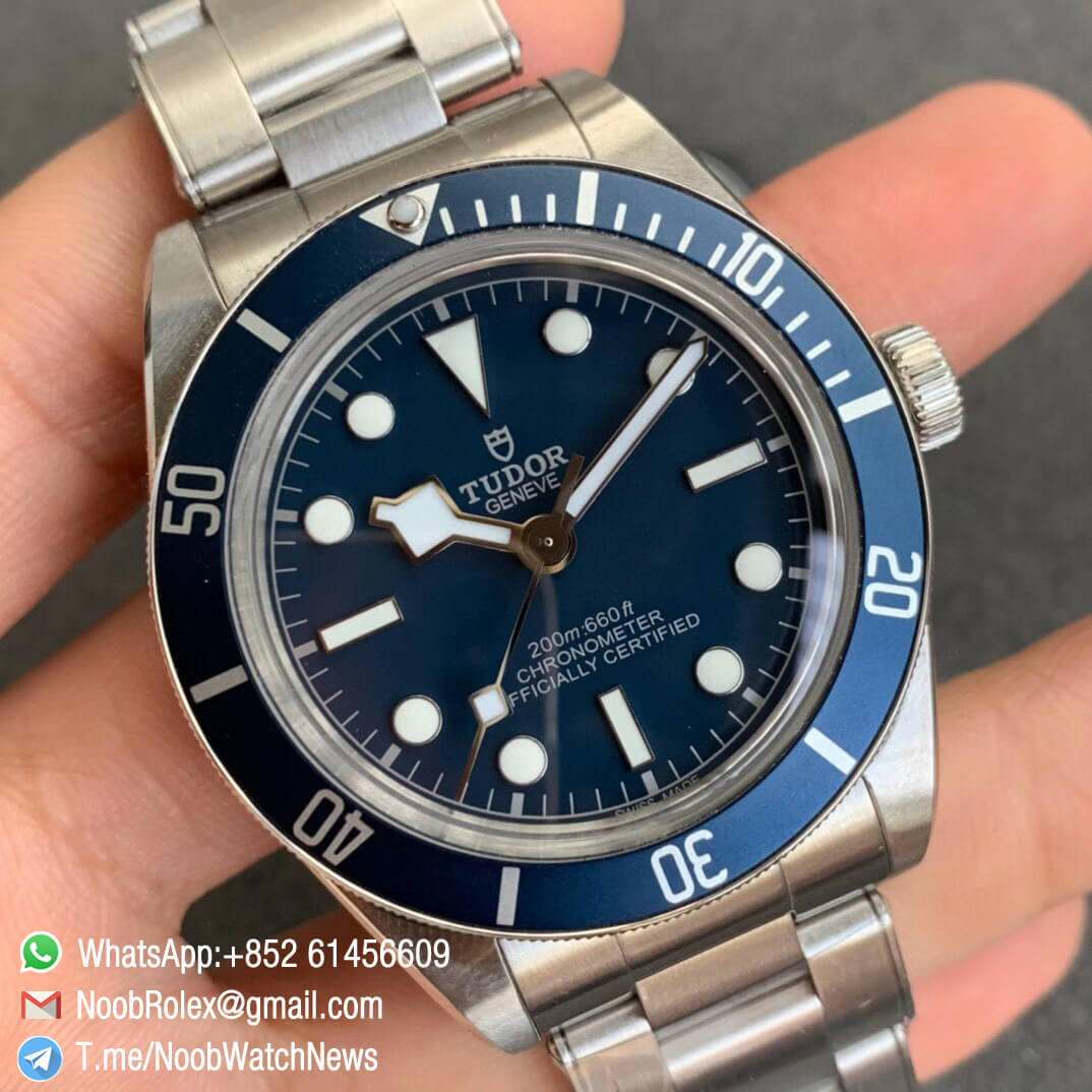 Noob Watch Factory ZF Best Replica Heritage Black Bay Fifty Eight 39mm Steel Case Blue Dial on Steel Bracelet A2824 02