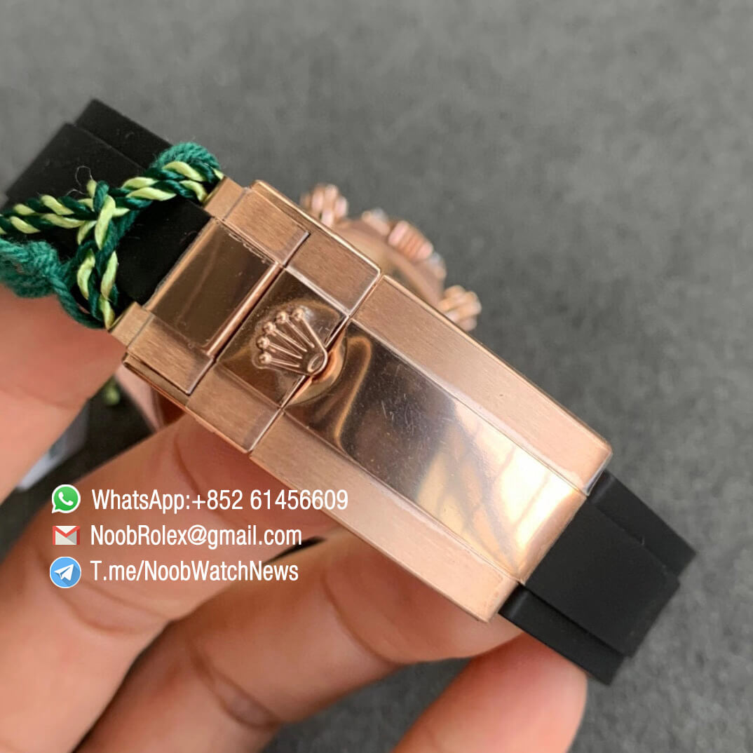 Noob Watch Store BLF Superclone Daytona 116595RBOW Paved Diamonds Rose Gold Case Rainbow Crystal Bezel Full Dianmonds Dial Rubber Strap A4130 06