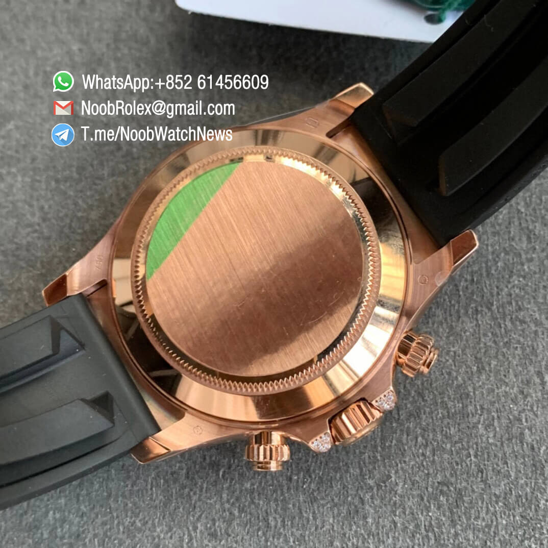 Noob Watch Store BLF Superclone Daytona 116595RBOW Paved Diamonds Rose Gold Case Rainbow Crystal Bezel Full Dianmonds Dial Rubber Strap A4130 09