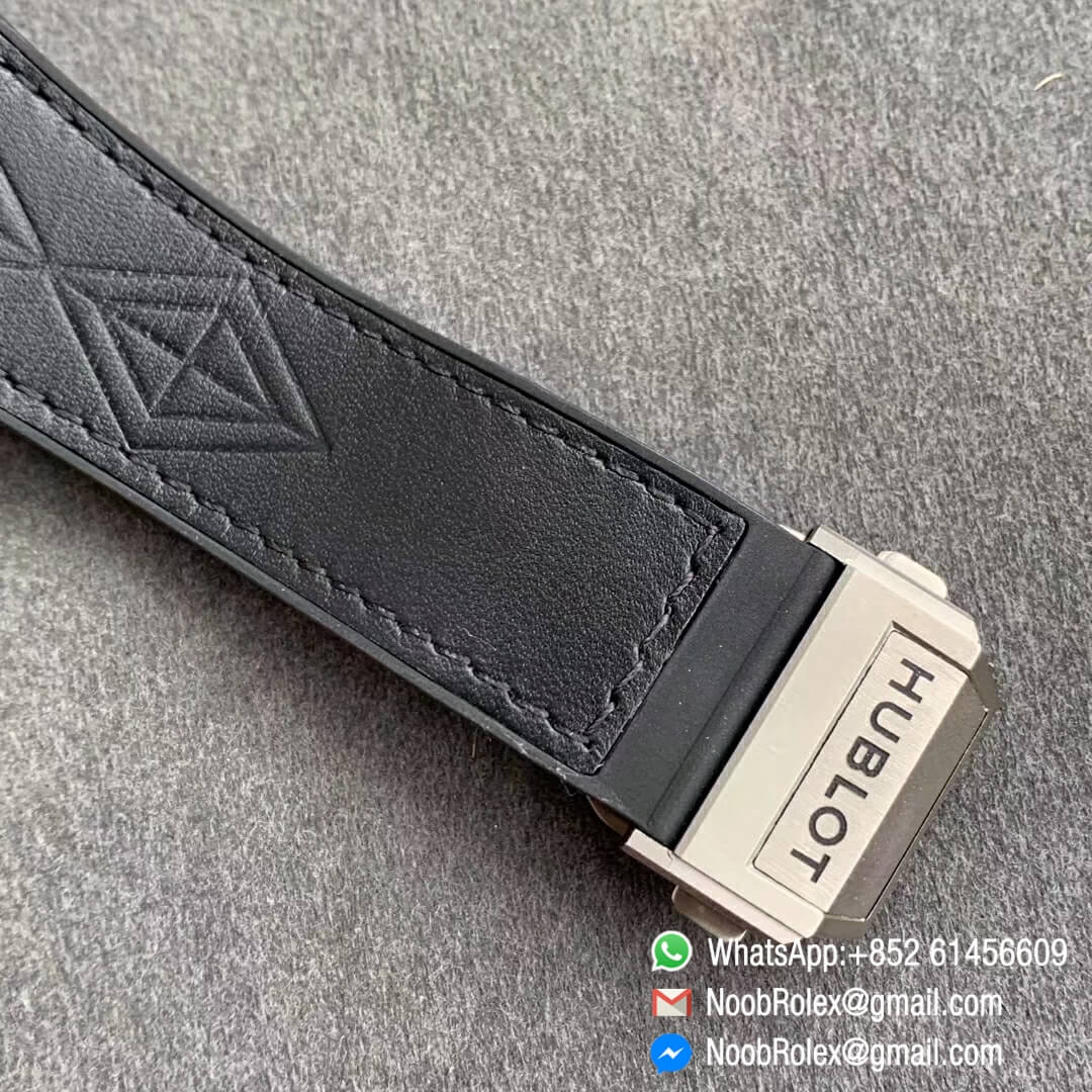 Noob Watch Store HBF Big Bang Unico Sang Bleu Titanium Case Skeleton Black Dial on Black Gummy Strap Clone HUB1213 06