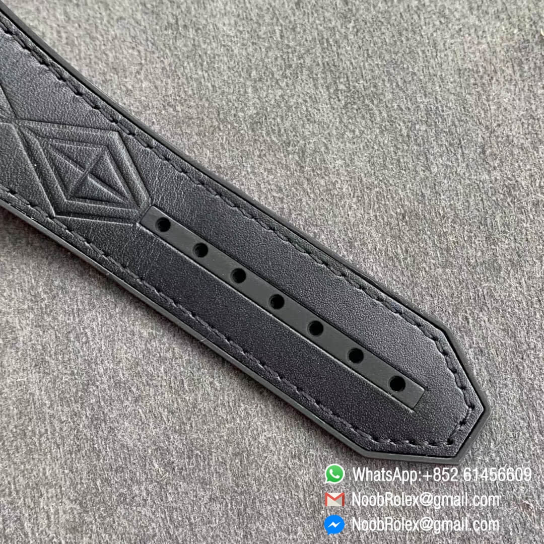 Noob Watch Store HBF Big Bang Unico Sang Bleu Titanium Case Skeleton Black Dial on Black Gummy Strap Clone HUB1213 07