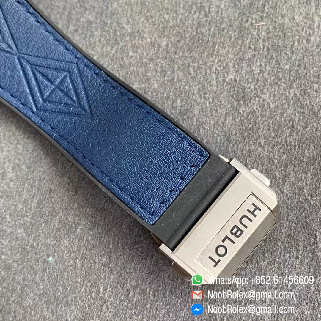 Noob Watch Store HBF Big Bang Unico Sang Bleu Titanium Case Skeleton Blue Dial on Blue Gummy Strap Clone HUB1213 06