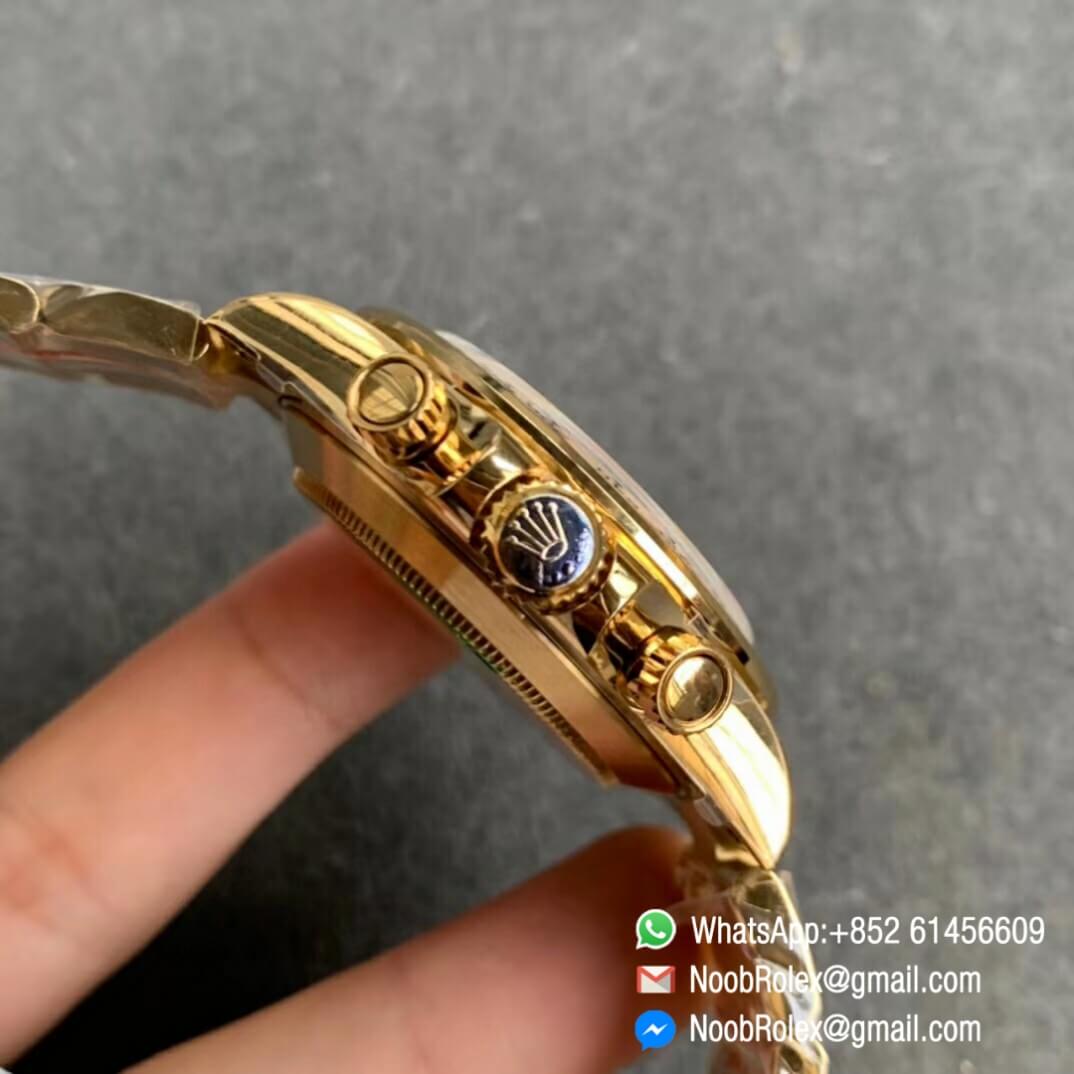 Noob Watch Time BLF Superclone Rolex Daytona 116509 Full Yellow Gold Bezel MOP Dial Diamonds Markers A7750 04