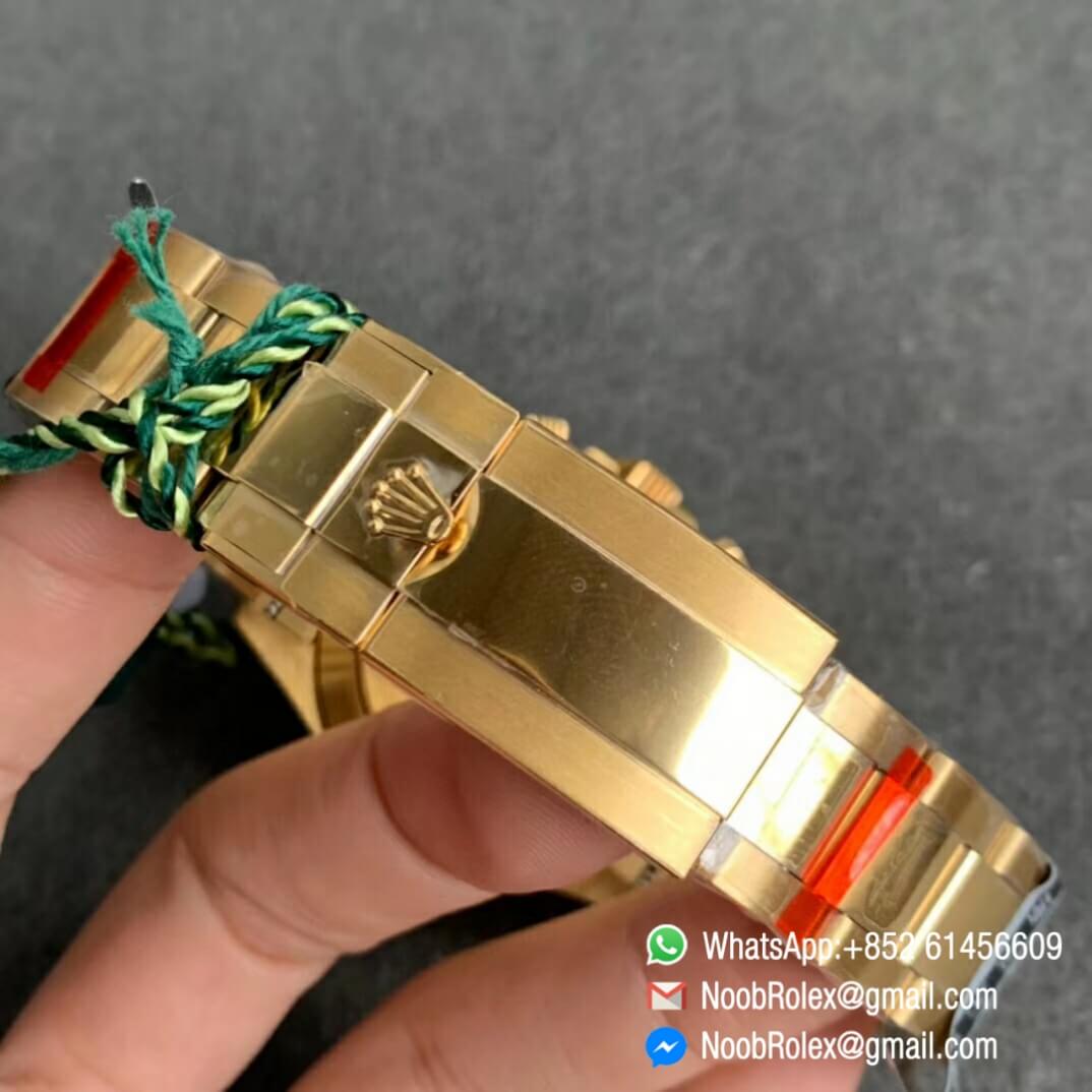 Noob Watch Time BLF Superclone Rolex Daytona 116509 Full Yellow Gold Bezel MOP Dial Diamonds Markers A7750 06