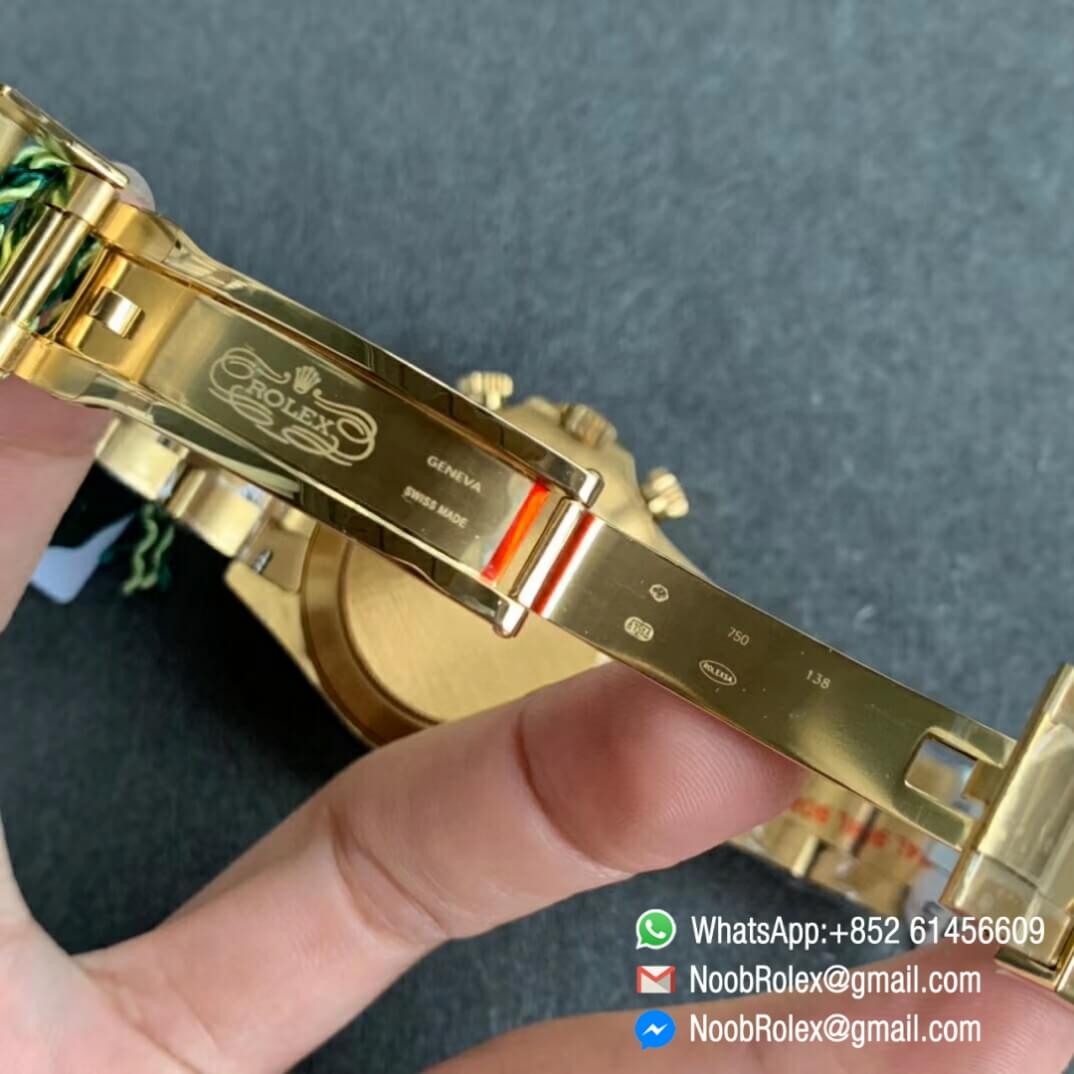 Noob Watch Time BLF Superclone Rolex Daytona 116509 Full Yellow Gold Bezel MOP Dial Diamonds Markers A7750 07