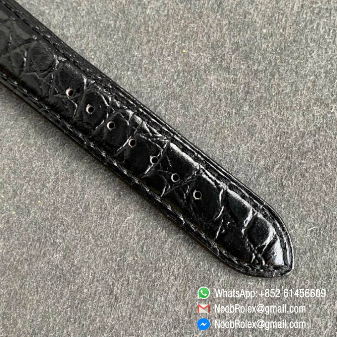 Noob Watch Time Best Clone Glashutte Original Senator Automatic White Dial on Black Leather Strap A3959 07