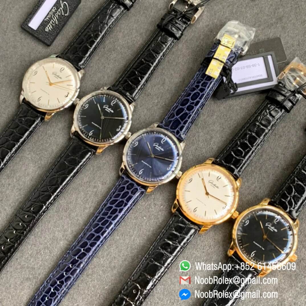 Noob Watch Time Best Clone Glashutte Original Senator Automatic White Dial on Black Leather Strap A3959 10