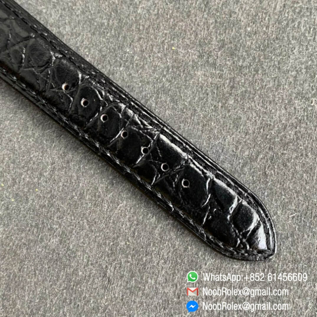 Noob Watch Time Best Clone Glashutte Original Senator Sixties Black Dial on Black Leather Strap A3959 07