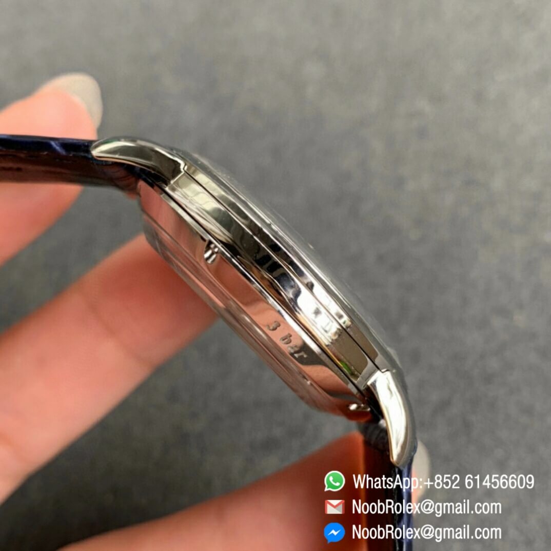 Noob Watch Time Best Clone Glashutte Original Sixties Automatic Blue Dial on Blue Leather Strap A3959 05