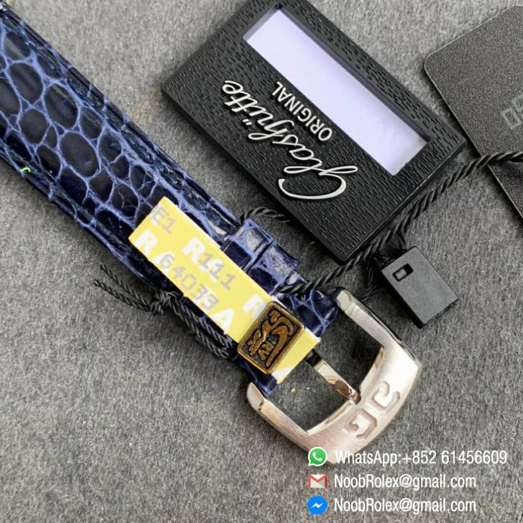 Noob Watch Time Best Clone Glashutte Original Sixties Automatic Blue Dial on Blue Leather Strap A3959 06