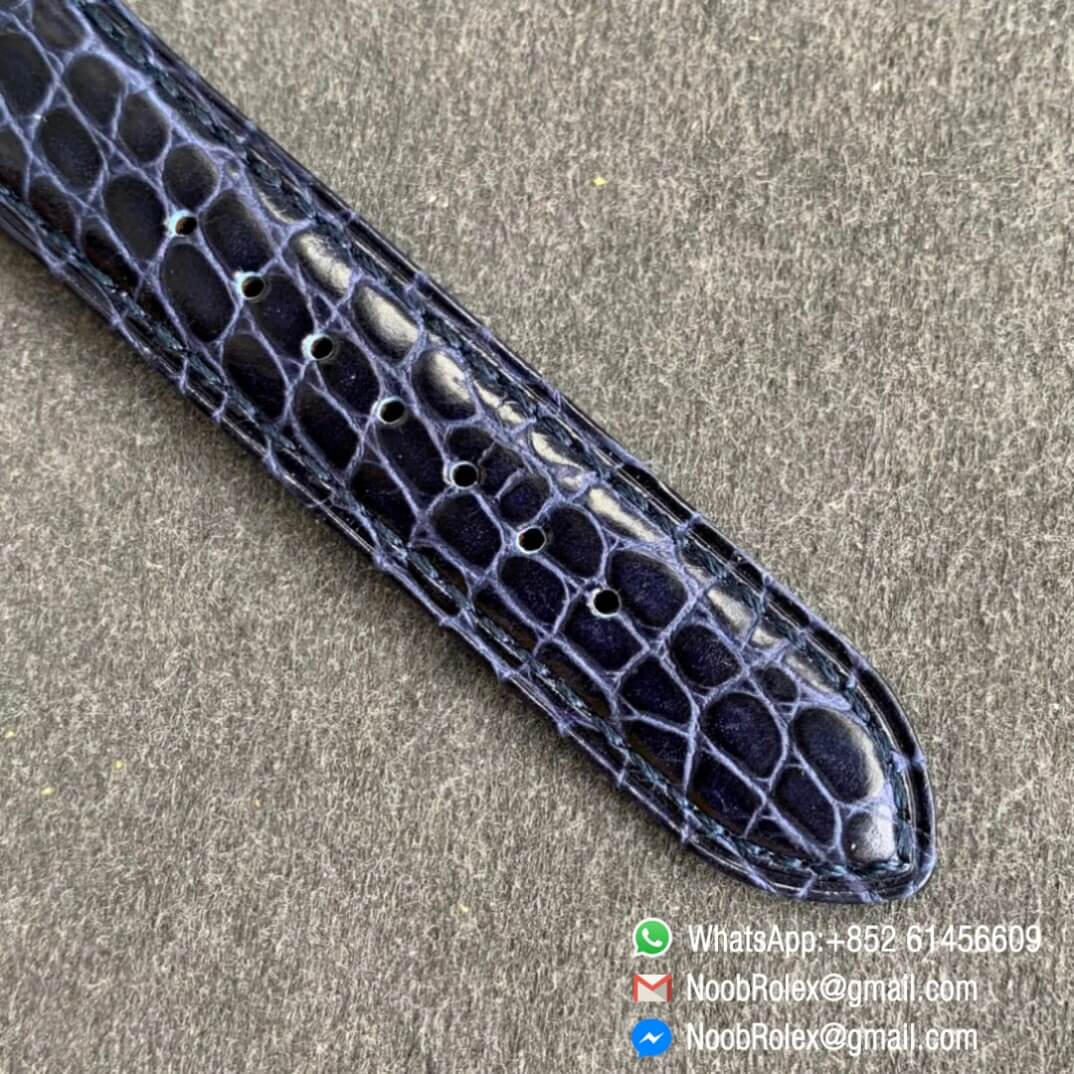 Noob Watch Time Best Clone Glashutte Original Sixties Automatic Blue Dial on Blue Leather Strap A3959 07