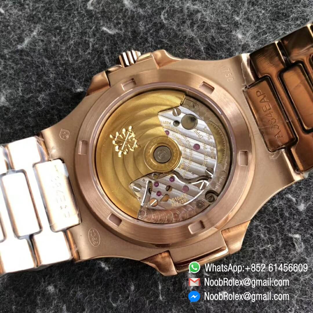 Noob Watch Time DMF SuperClone Nautilus Jumbo 5711 Rose Gold Full Diamonds Paved on Dial Case and Bracelet Square Diamonds Bezel A324 08