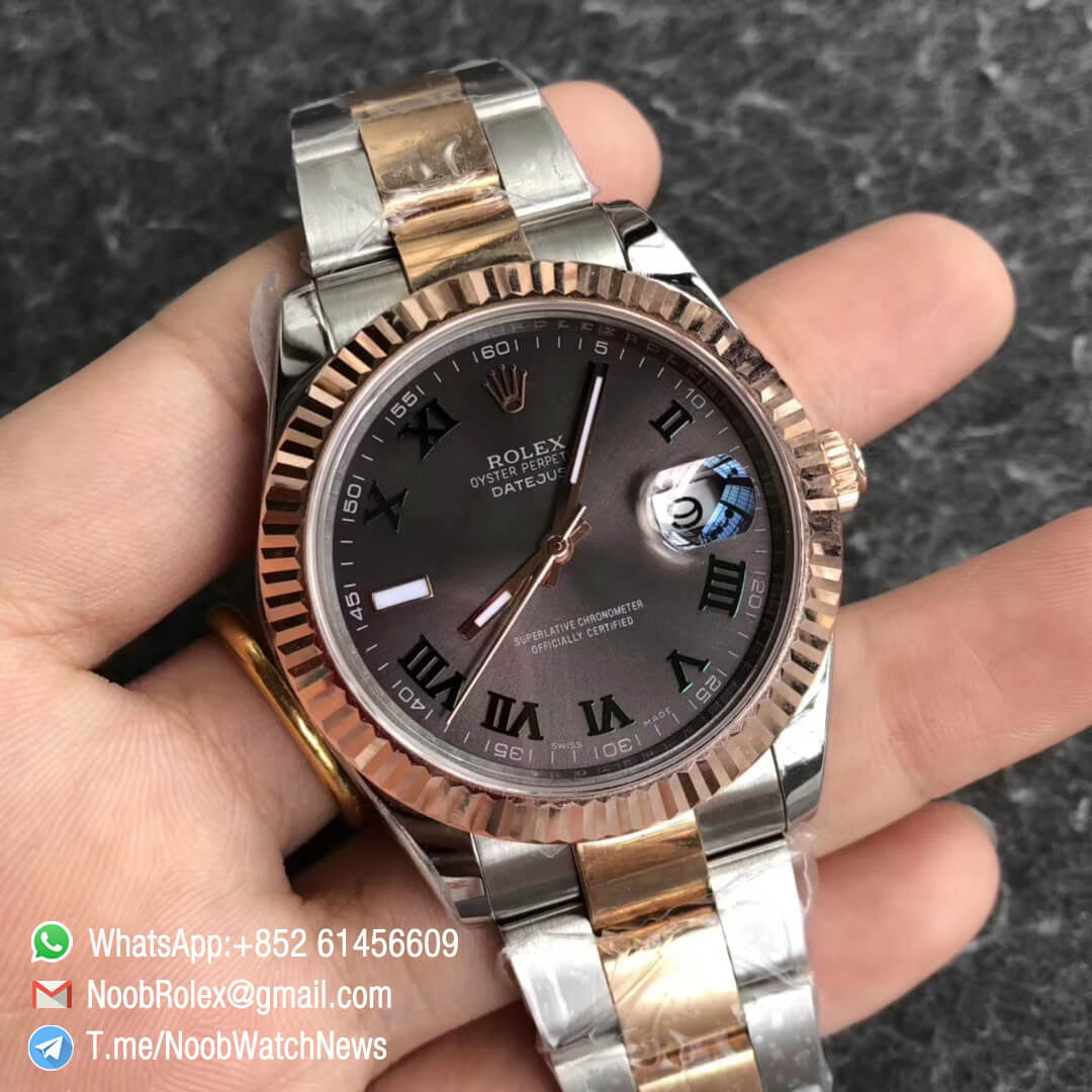 Noob Watch Time GMF SuperClone DateJust 126331 41mm Slate Dial with Roman Indexes 18K Rose Gold Bezel Oystersteel and 18K Rose Gold Bracelet SA3235 02