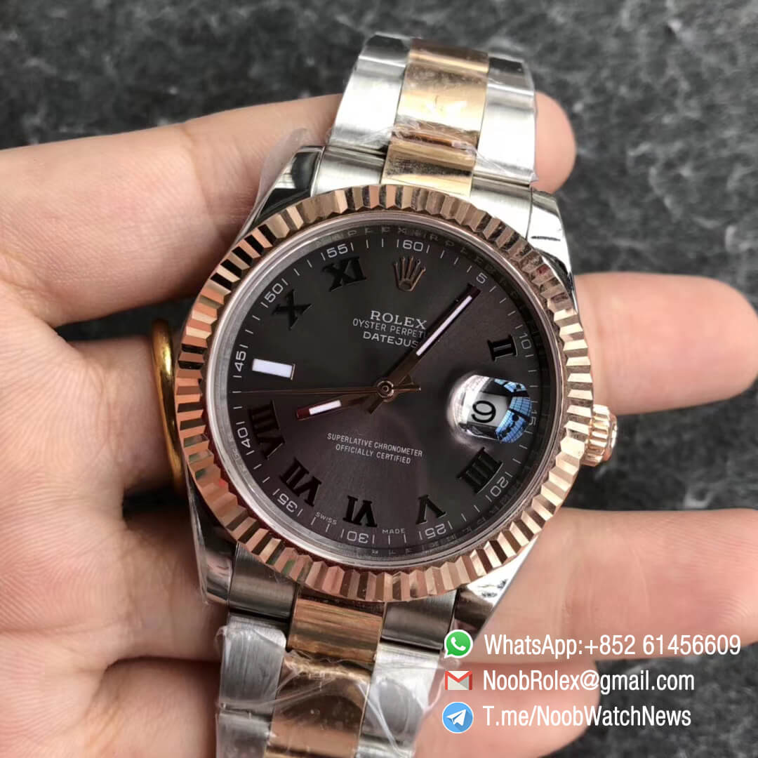 Noob Watch Time GMF SuperClone DateJust 126331 41mm Slate Dial with Roman Indexes 18K Rose Gold Bezel Oystersteel and 18K Rose Gold Bracelet SA3235 03