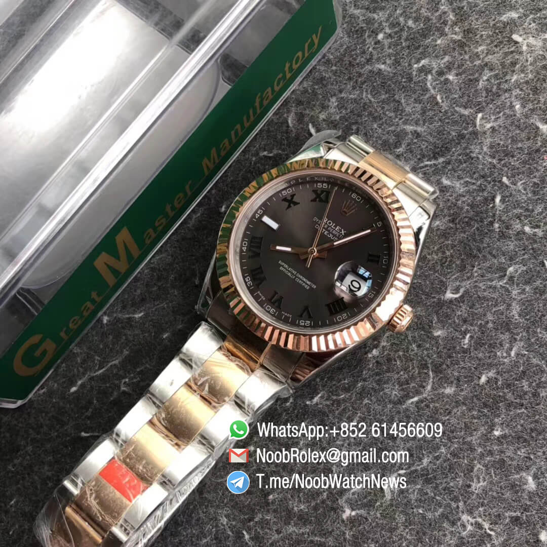 Noob Watch Time GMF SuperClone DateJust 126331 41mm Slate Dial with Roman Indexes 18K Rose Gold Bezel Oystersteel and 18K Rose Gold Bracelet SA3235 09