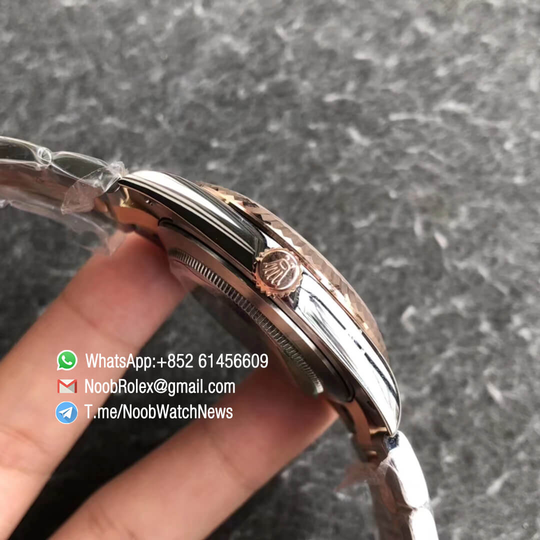 Noob Watch Time GMF SuperClone DateJust 126331 41mm White MOP Dial with Diamonds Indexes 18K Rose Gold Bezel Oystersteel and 18K Rose Gold Bracelet SA3235 09