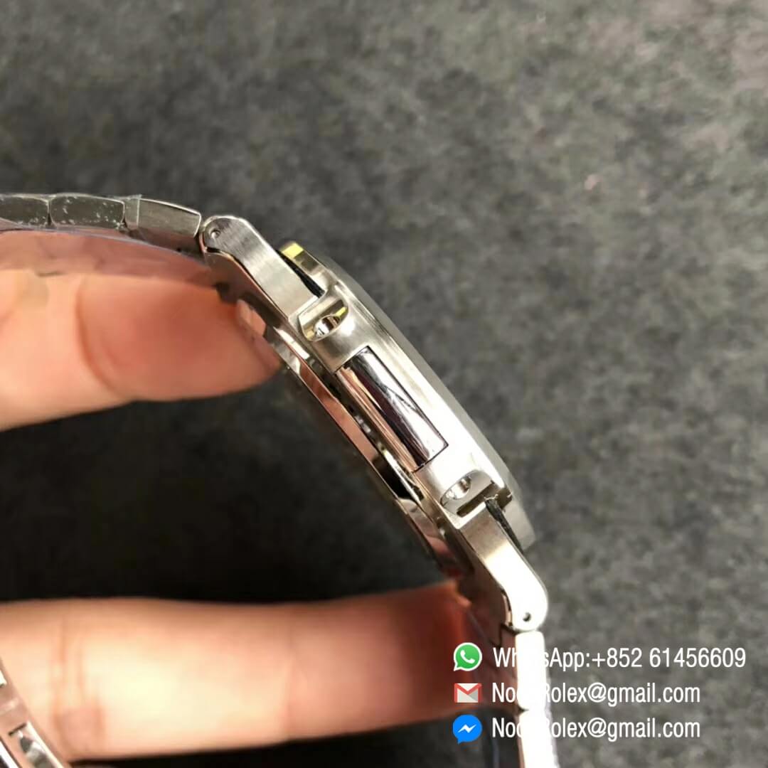 Noob Watch Time PPF V3 Best Fake Patek Philippe Nautilus 5711 Blue Dial Diamonds Bezel on Steel Bracelet 324CS 05