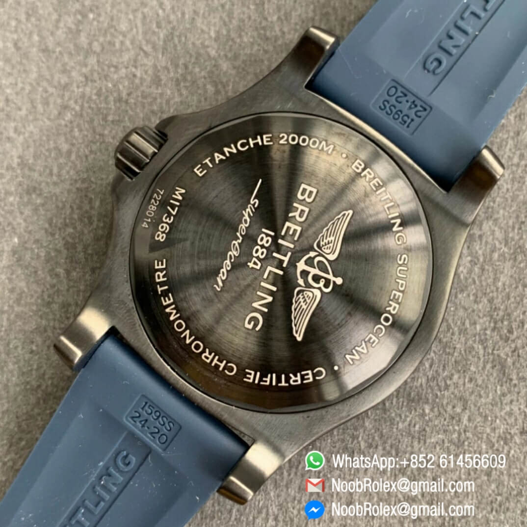 Noob Watch Time TF Best Replica Swiss Watch Breitling Superocean 44mm Blue Dial DLC Black Steel Case Blue Rubber Strap 08