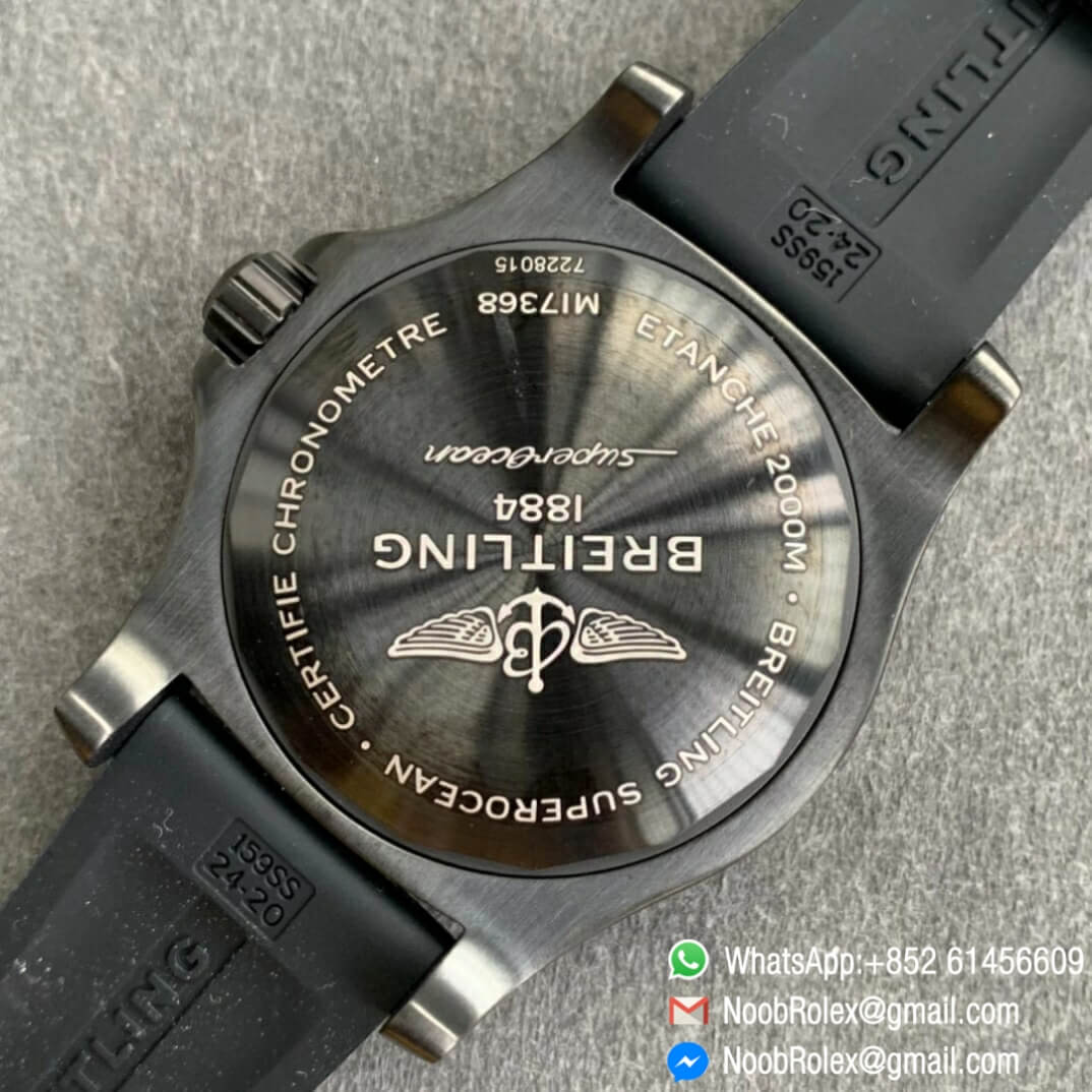 Noob Watch Time TF Best Replica Swiss Watch Breitling Superocean 44mm Yellow Dial DLC Black Steel Case Rubber Strap 08
