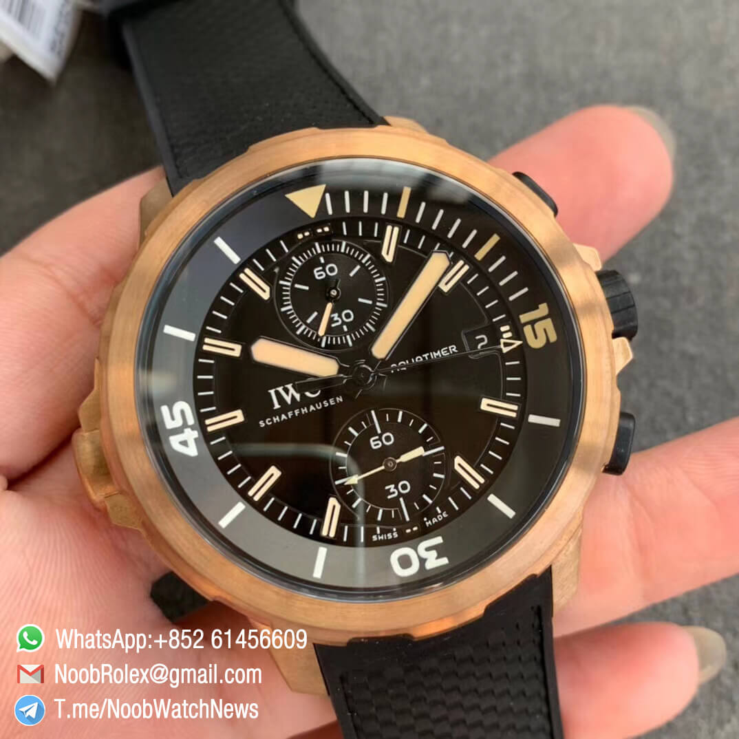 Noob Watch Time V6F Superclone IWC Aquatimer Chronograph Bronzo Case Rubber Strap Expedition Charles Darwin Edition 02