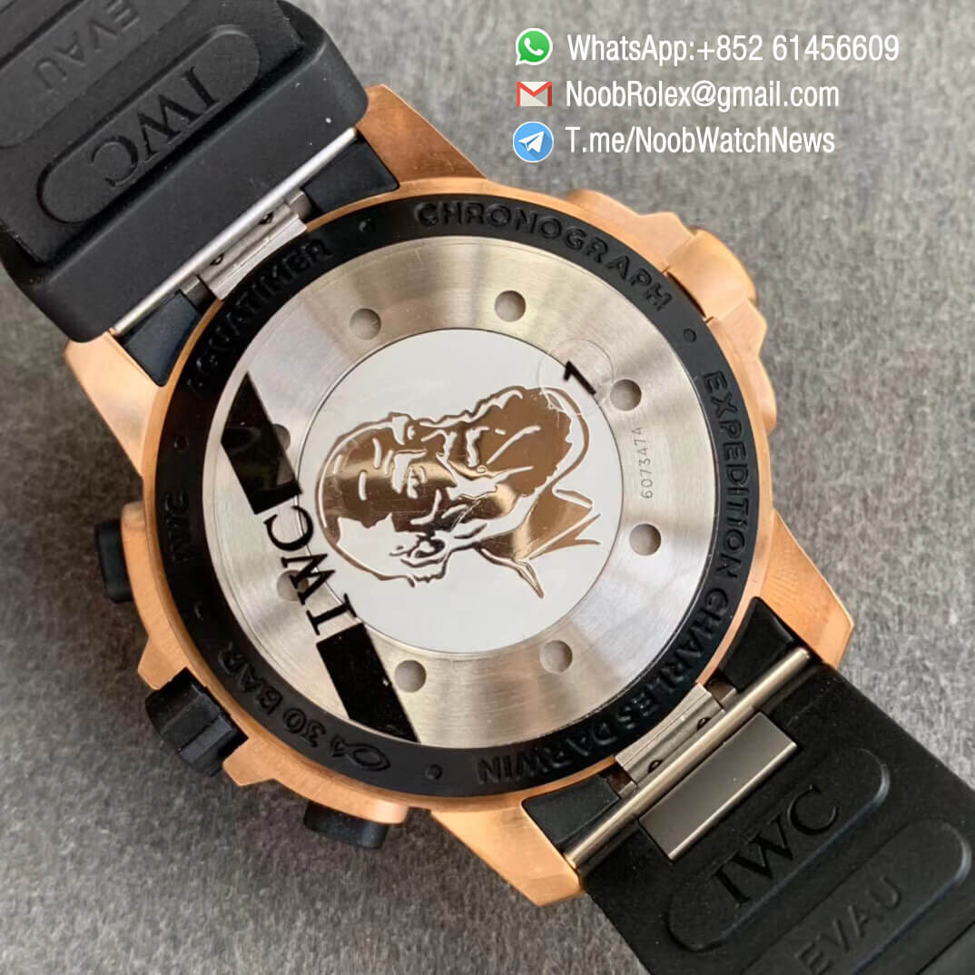 Noob Watch Time V6F Superclone IWC Aquatimer Chronograph Bronzo Case Rubber Strap Expedition Charles Darwin Edition 08