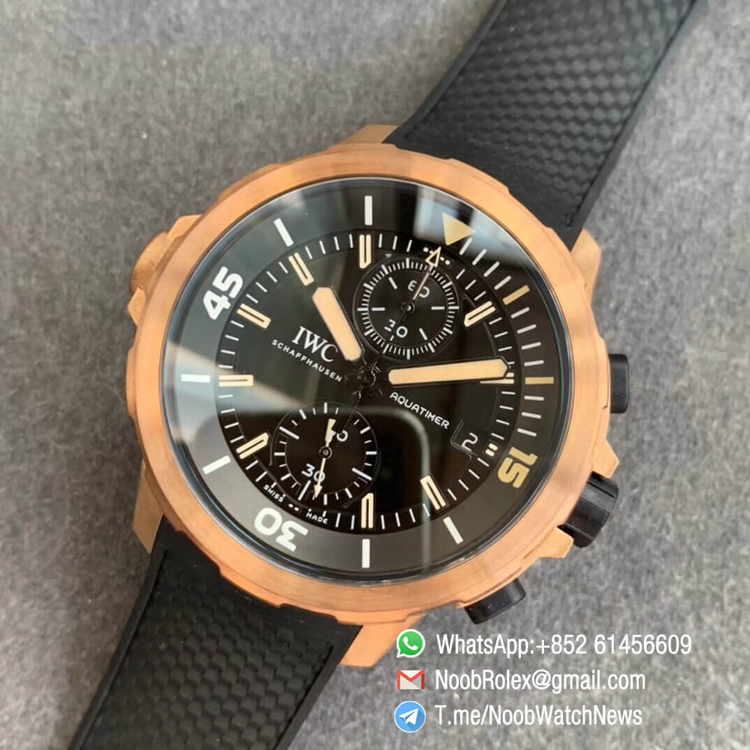 Noob Watch Time V6F Superclone IWC Aquatimer Chronograph Bronzo Case Rubber Strap Expedition Charles Darwin Edition 09