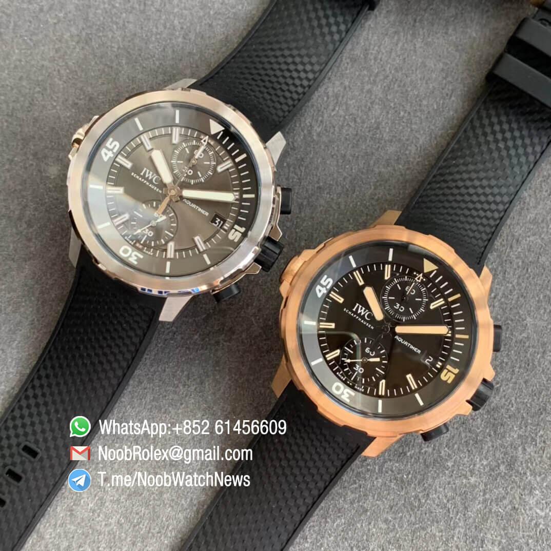 Noob Watch Time V6F Superclone IWC Aquatimer Chronograph Bronzo Case Rubber Strap Expedition Charles Darwin Edition 10