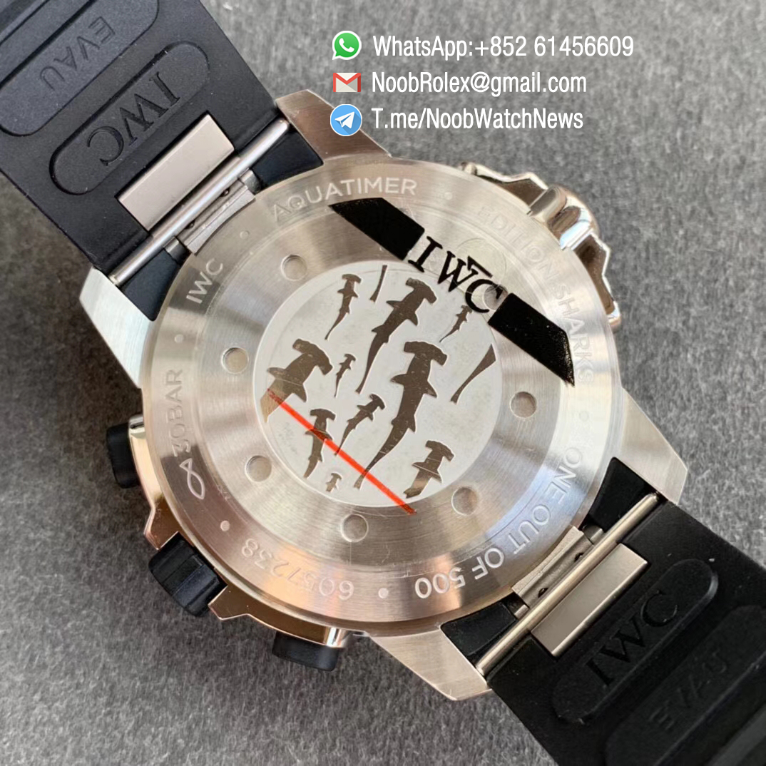 Noob Watch Time V6F Superclone IWC Aquatimer Sharks Edition Steel Case Black Dial Black Rubber Strap 08 Noob Watch Time V6F Superclone IWC Aquatimer Sharks Edition Steel Case Black Dial Black Rubber Strap 08