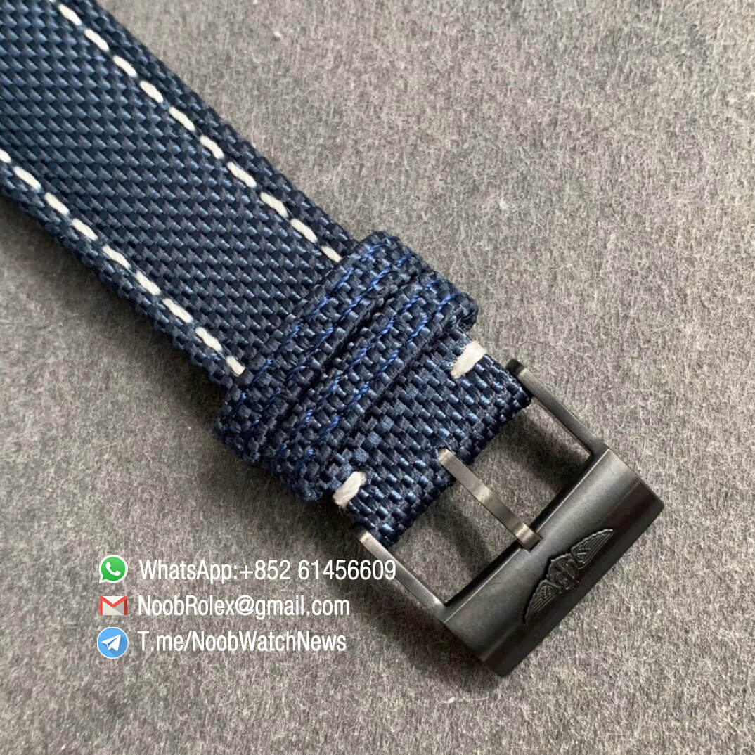 Noob Watch Time V9F Super Clone Breitling Avenger Bandit Chrono Blue Dial Titanium Case Blue Nylon Strap A7750 06