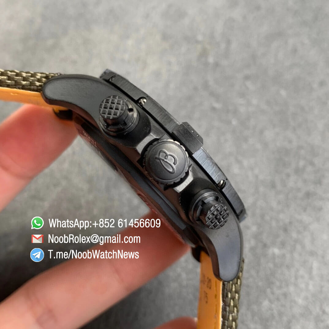 Noob Watch Time V9F Top Quality Replica Breitling Avenger Bandit Chrono Green Dial Titanium Case Green Nylon Strap A7750 04