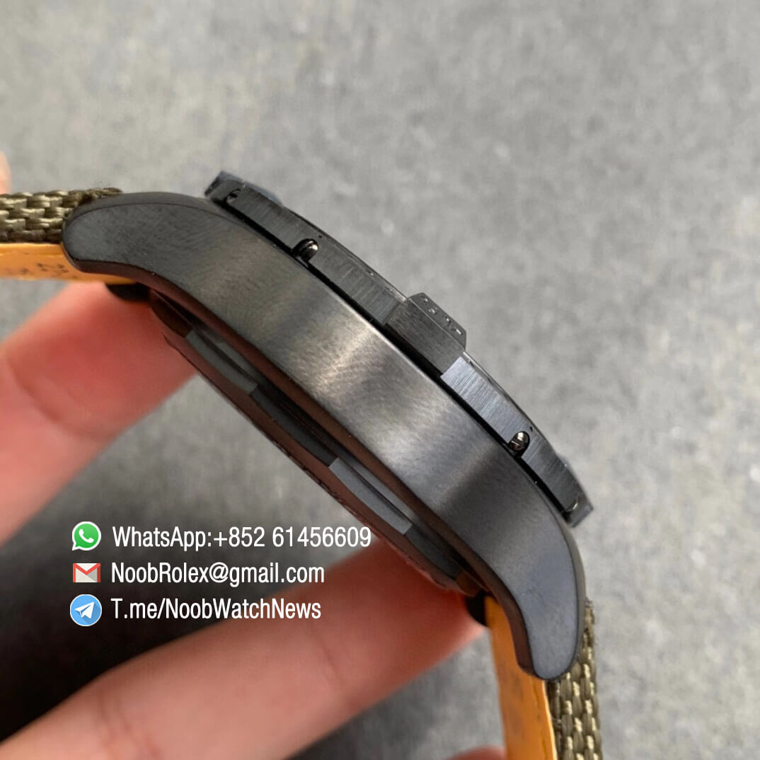 Noob Watch Time V9F Top Quality Replica Breitling Avenger Bandit Chrono Green Dial Titanium Case Green Nylon Strap A7750 05