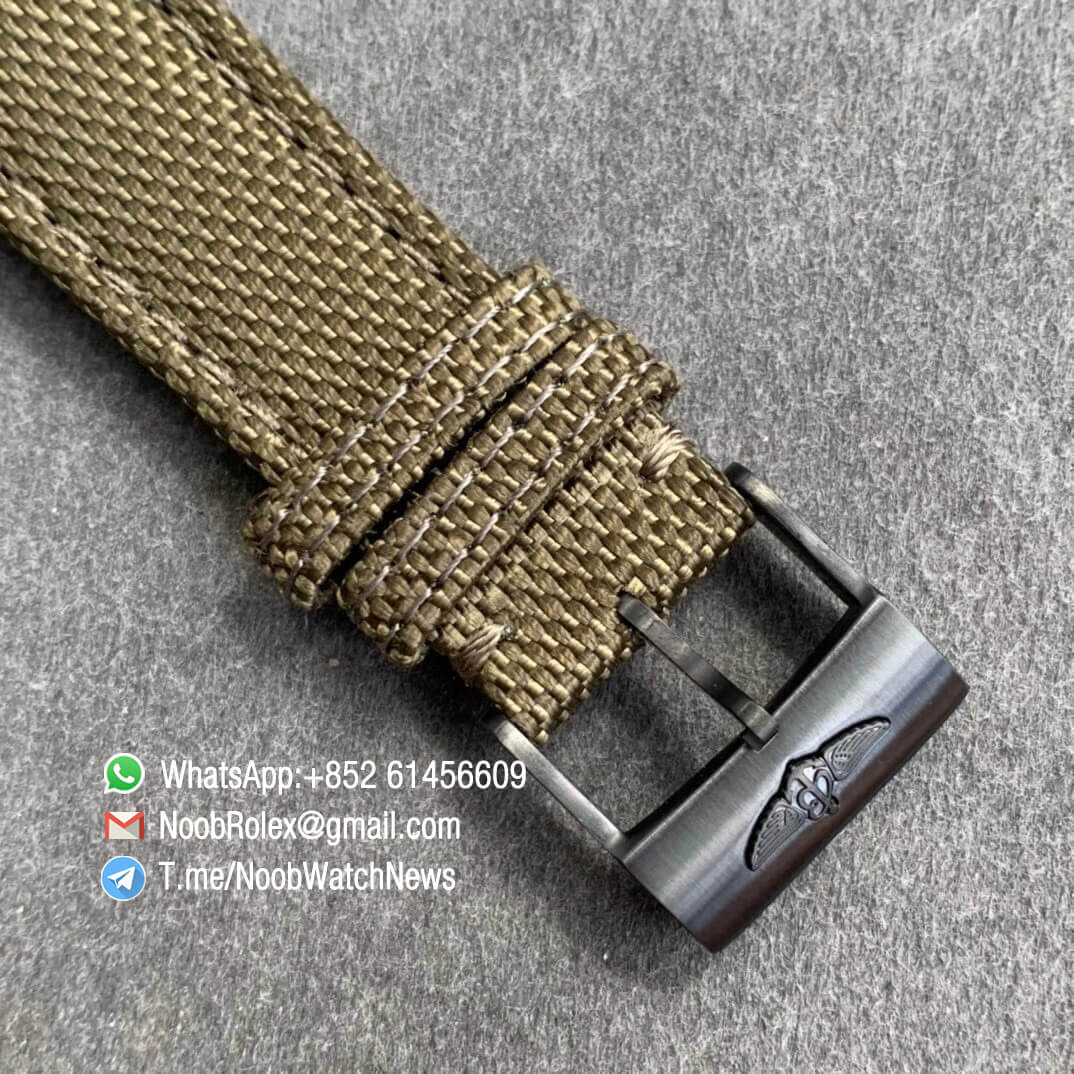 Noob Watch Time V9F Top Quality Replica Breitling Avenger Bandit Chrono Green Dial Titanium Case Green Nylon Strap A7750 06
