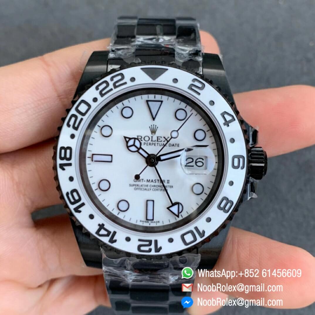 Noob Watch Time VRF Top Quality Fake GMT Master II Oreo PVD White Ceramic Bezel White Dial SA3186 CHS V2 01