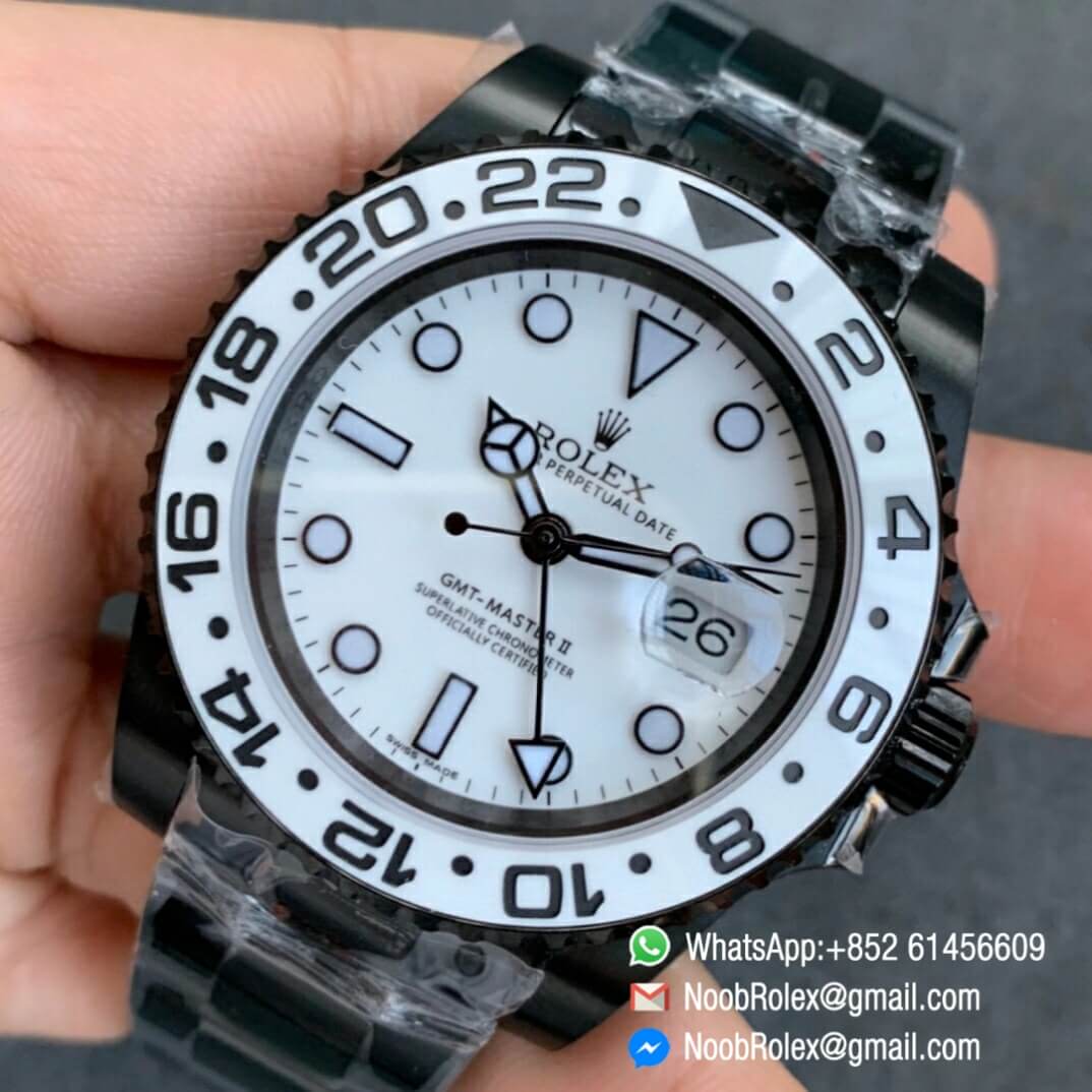 Noob Watch Time VRF Top Quality Fake GMT Master II Oreo PVD White Ceramic Bezel White Dial SA3186 CHS V2 03