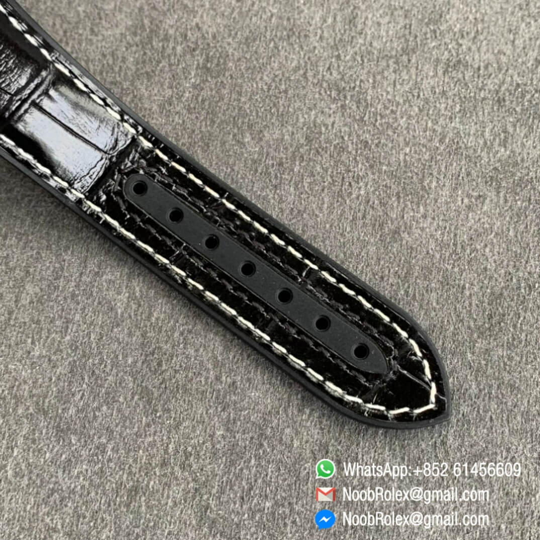 Noob Watch Time VSF Seamaster Planet Ocean 600m Steel Case Black Dial Black Ceramic Bezel on Black Leather Strap A8800 07