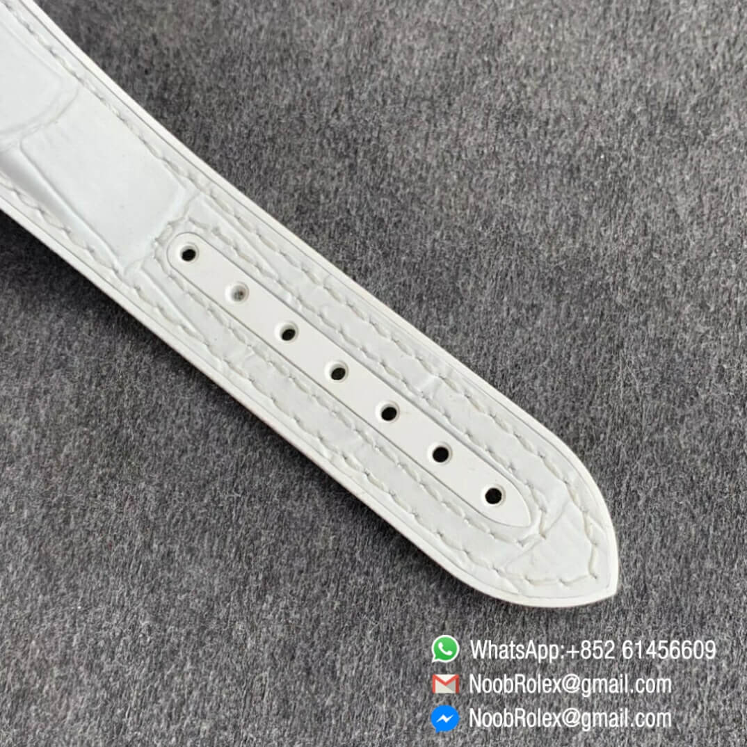 Noob Watch Time VSF Seamaster Planet Ocean Steel Case White Dial White Bezel on White Leather Strap A8800 07