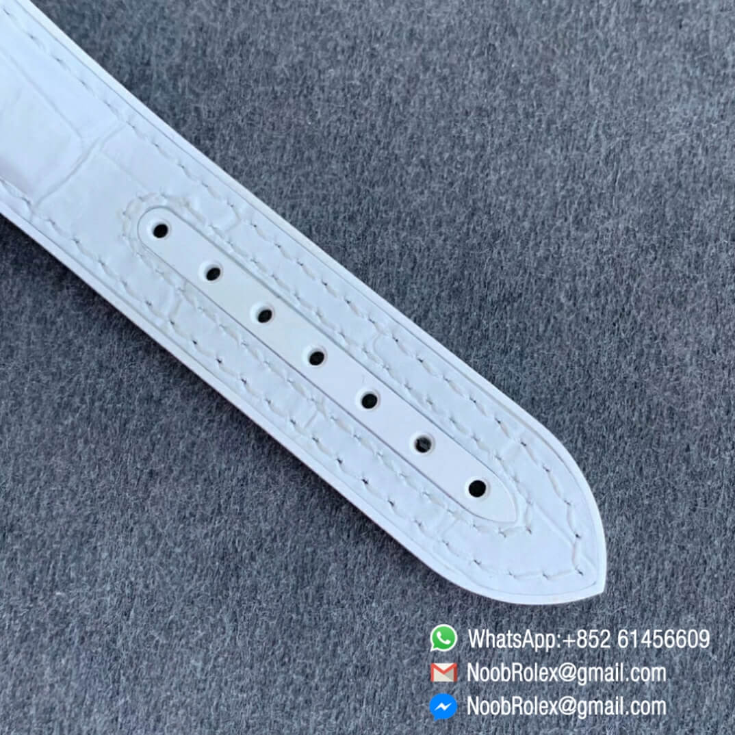 Noob Watch Time VSF Seamaster Planet Ocean Steel Rose Gold Case White Dial on White Leather Strap A8800 07