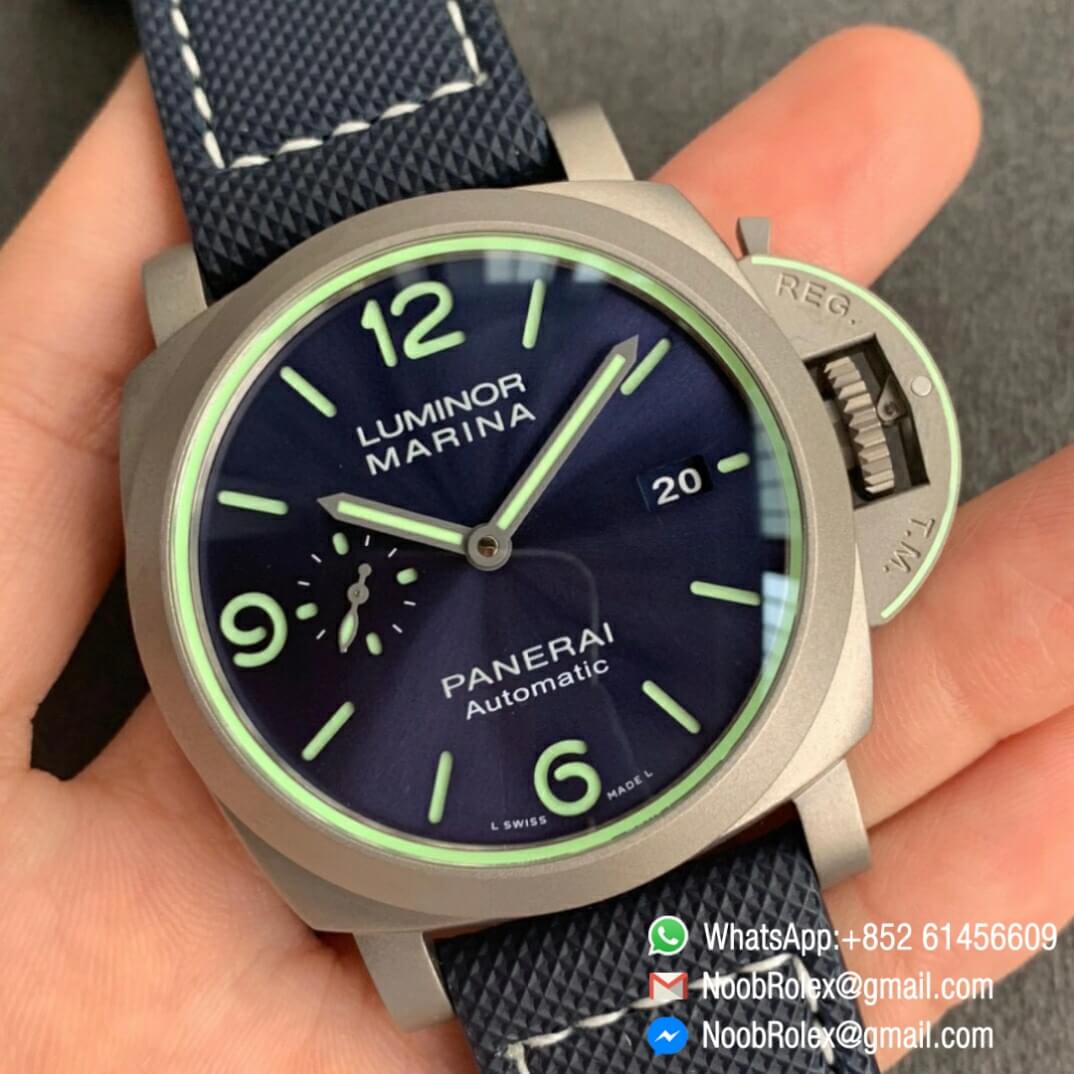 Noob Watch Time VSF Superclone PAM1117 Titanium Case Blue Dial on Blue Kevlar Composite Strap P9010 02