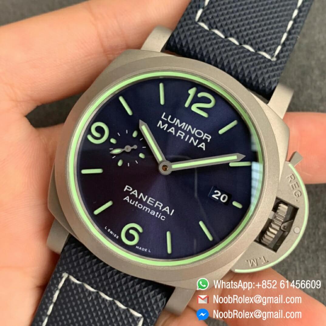 Noob Watch Time VSF Superclone PAM1117 Titanium Case Blue Dial on Blue Kevlar Composite Strap P9010 03