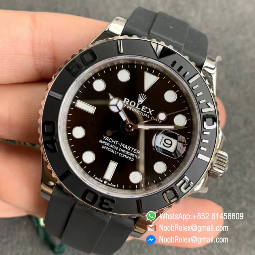 Noob Watch Time VSF Top Replica Yacht Master 42mm 226659 3D Black Ceramic Bezel Black Dial Black Rubber Strap VS3235 03